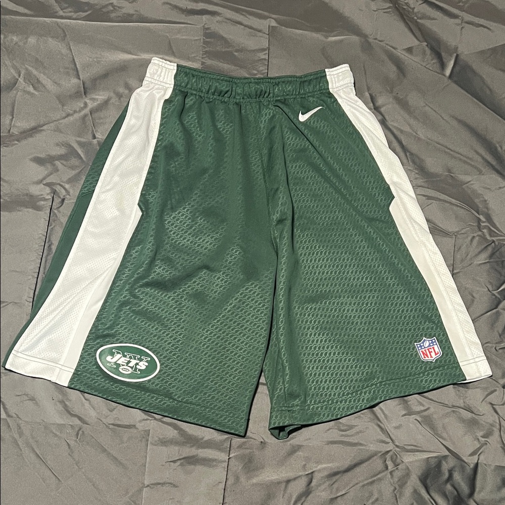 Nike Green and White New York Jets on field apparel Shorts